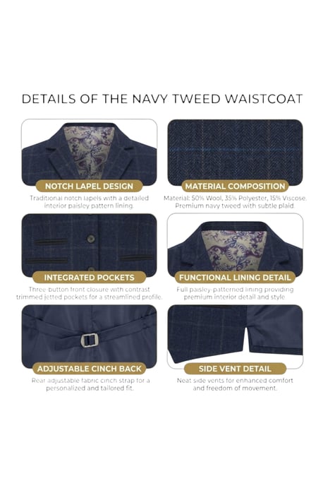 Damen-Marineblaue maßgeschneiderte Tweed-Weste formelle Weste – TPSTZ-7 - Image 5