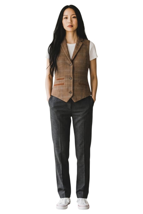 Damen-Eichenbraune maßgeschneiderte Tweed-Weste formelle Weste – TPSTZ-7 - Image 2