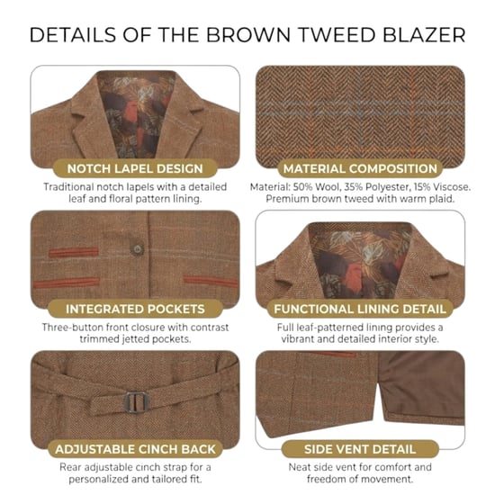 Damen-Eichenbraune maßgeschneiderte Tweed-Weste formelle Weste – TPSTZ-7 - Image 5