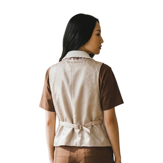 Damen cremefarbene Fischgraut-Woll-Tweed-Karo-Weste – WS-1 - Image 4