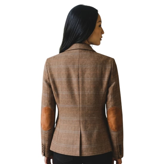Damen-Eichenbraunes zweiteiliges kariertes formelles Tweed-Blazer und Westenset – TPSTZ-7 - Image 4