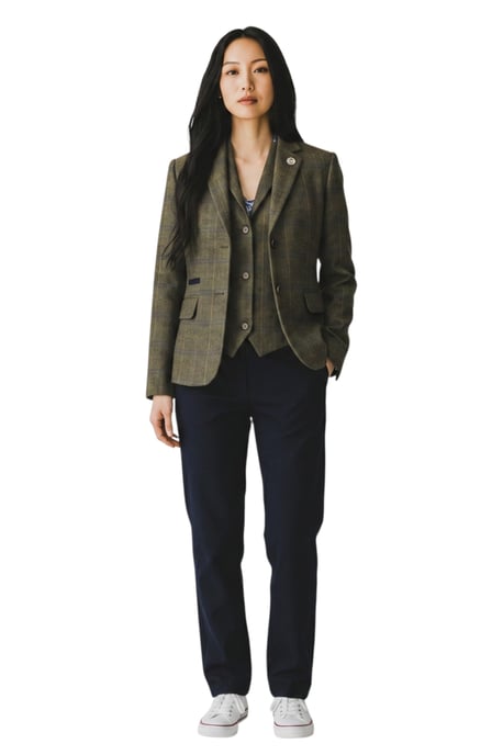 Damen-Olive 2-teilige karierte formelle Tweed-Blazer & Weste – TPSTZ-7 - Image 2
