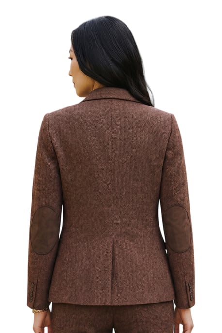 Damen-Rostbraune Fischgrät-Woll-Tweed-Blazer-Weste 2-teiliges Set – WS-1 - Image 3
