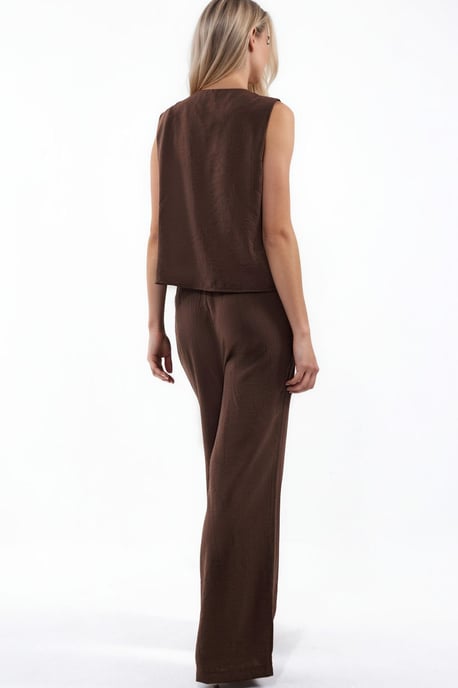 Viskosemischung Bluse mit Bindedetail & elastischer Taillenhose Set - Image 3
