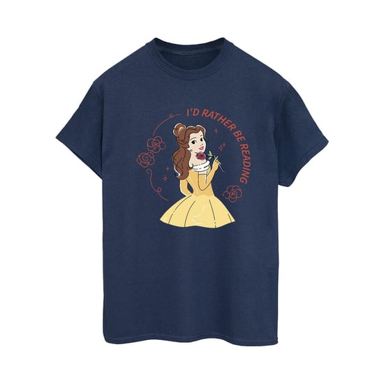 Disney - "Beauty And The Beast I'd Rather Be Reading" T-Shirt für Damen (Marineblau) - Image 2