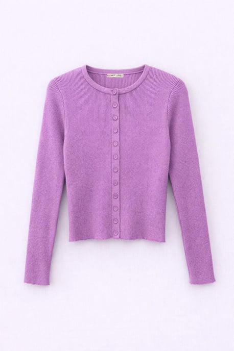 Knopfverschluss Slim Fit Rippstrick-Cardigan - Image 1