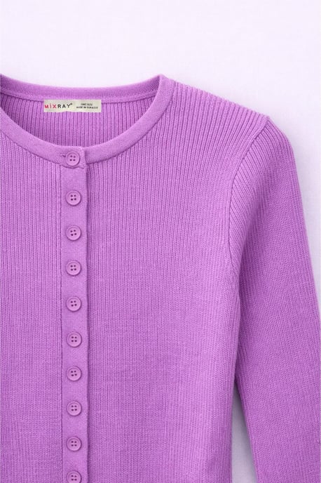 Knopfverschluss Slim Fit Rippstrick-Cardigan - Image 2