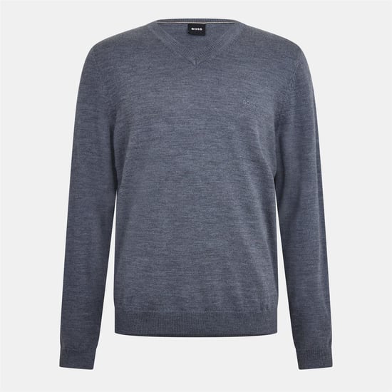 Boss - "Batisse" Pullover Top V-Ausschnitt für Herren (Mittelgrau) - Image 1