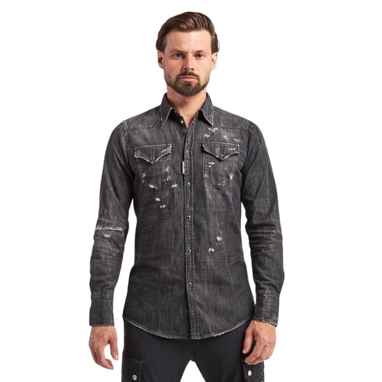 Dsquared2 Klassisches, Schwarzes Jeanshemd Im Western-stil - Image 2