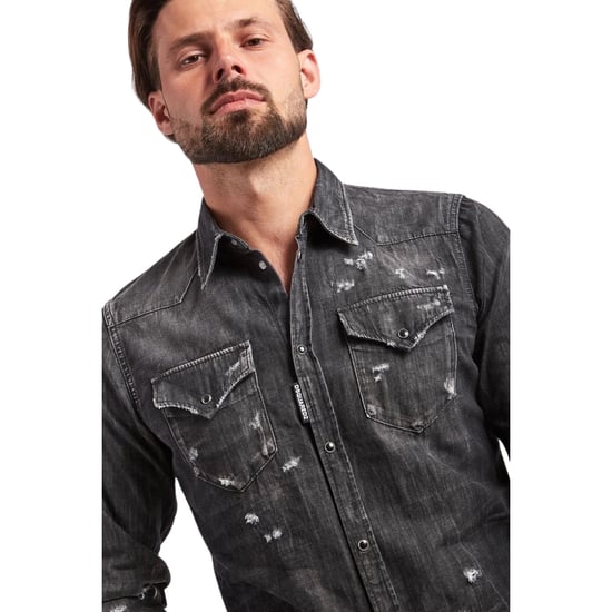 Dsquared2 Klassisches, Schwarzes Jeanshemd Im Western-stil - Image 4
