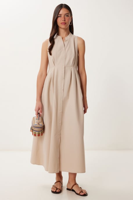 Schulterfreies A-Linien-Midikleid mit Mandarin-Kragen - Image 2