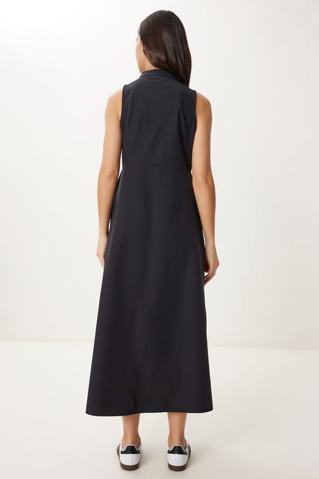 Mandarinkragen ärmelloses A-Linien-Midikleid - Image 6