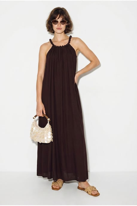 Damen Halter Maxi Kleid mit Tasche - Image 2