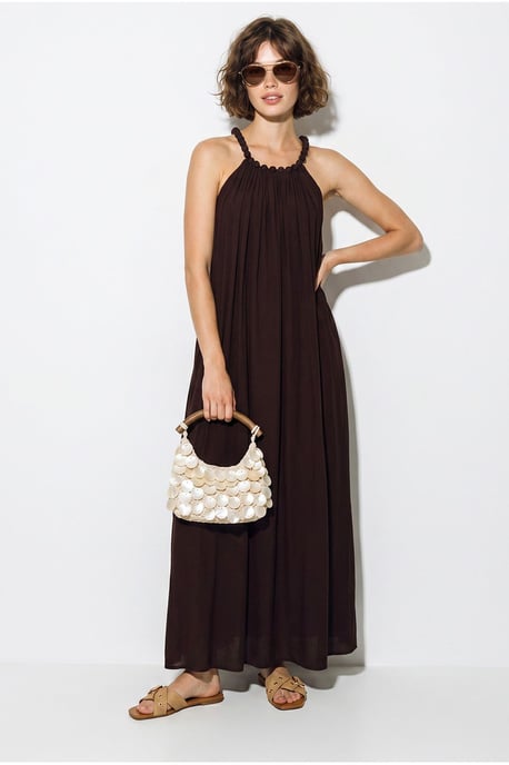 Damen Halter Maxi Kleid mit Tasche - Image 3