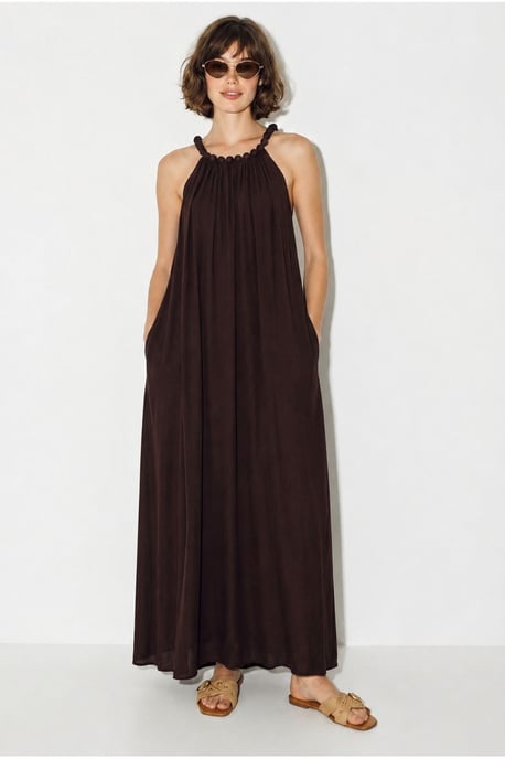 Damen Halter Maxi Kleid mit Tasche - Image 4