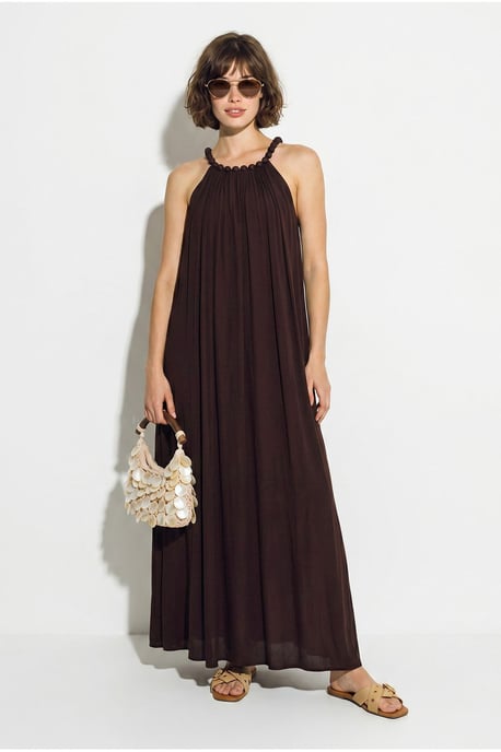 Damen Halter Maxi Kleid mit Tasche - Image 5
