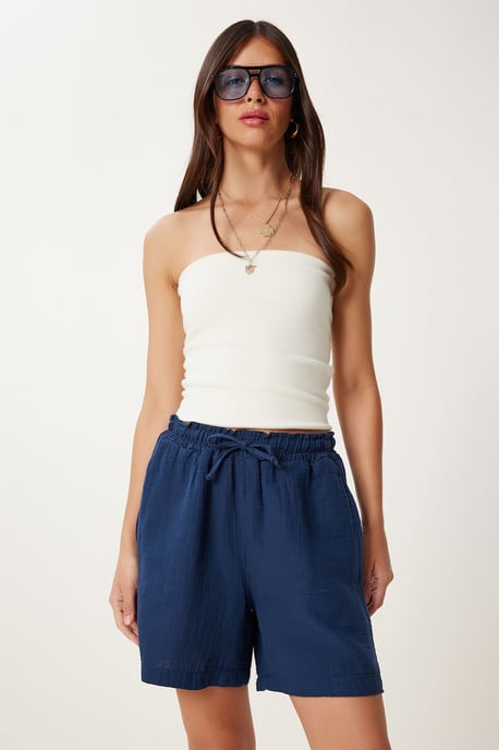 Hochtaillierte Weite Baumwollshorts - Image 1