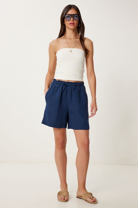Hochtaillierte Weite Baumwollshorts - Image 2