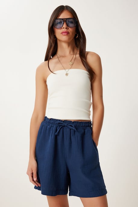 Hochtaillierte Weite Baumwollshorts - Image 3