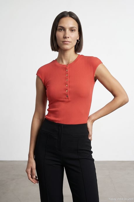 Figurbetontes Baumwoll-Jersey Rundhals-T-Shirt - Image 3