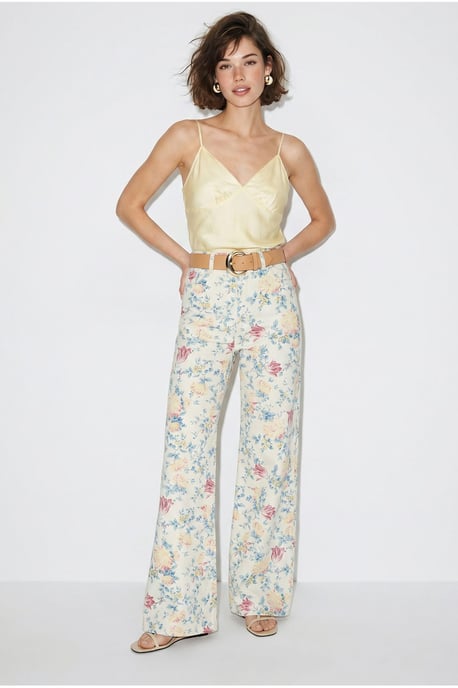 Hochtaillierte Paisley-Print Jeans mit geradem Bein - Image 1