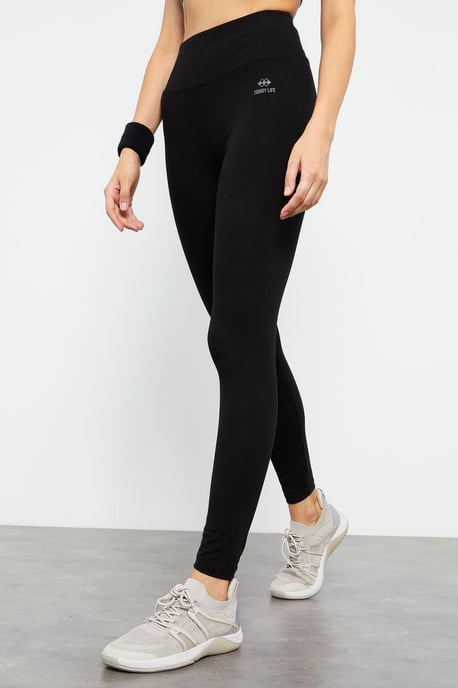 Hochtaillierte Baumwoll-Lycra-Jersey-Leggings - Image 3