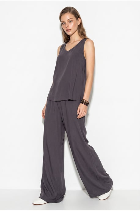 V-Ausschnitt Baumwollbluse-Hosen Zweiteiliges Set - Image 3