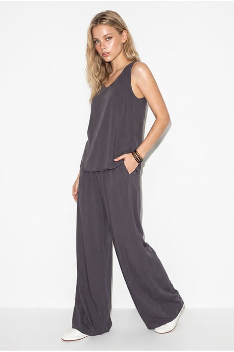 V-Ausschnitt Baumwollbluse-Hosen Zweiteiliges Set - Image 4
