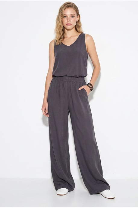 V-Ausschnitt Baumwollbluse-Hosen Zweiteiliges Set - Image 5