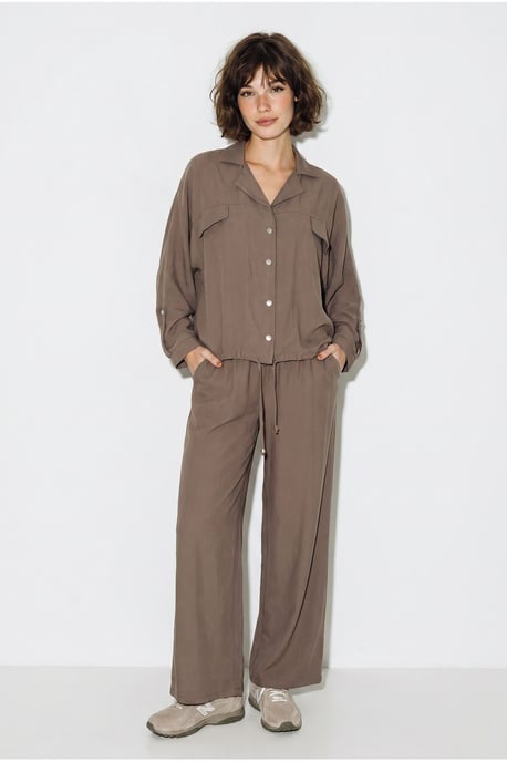 Zweiteiliges Crepe-Blusen-Set mit weitem Bein - Image 3