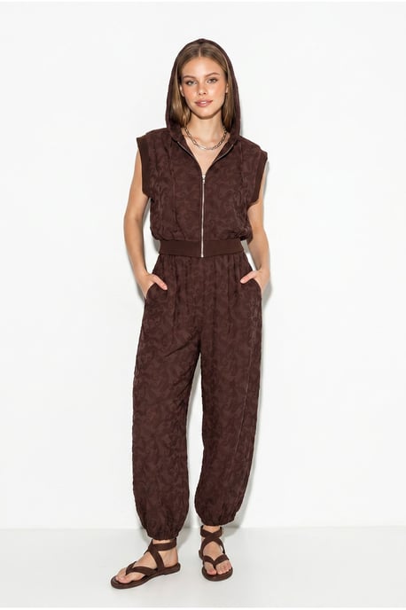 Musterter Kapuzenweste und weite Hosen Set - Image 1