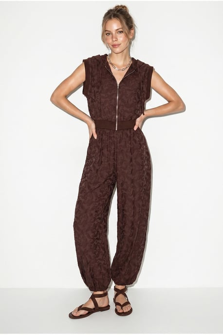 Musterter Kapuzenweste und weite Hosen Set - Image 3