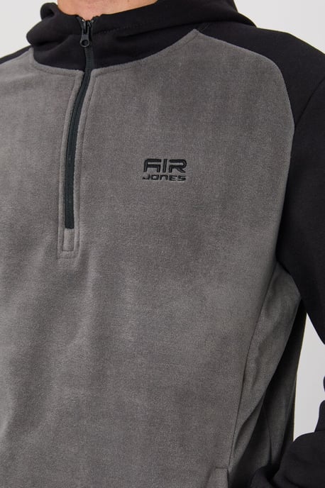 Herren Farbblockierte Halb-Zip Plüsch Sweatshirt - Image 3