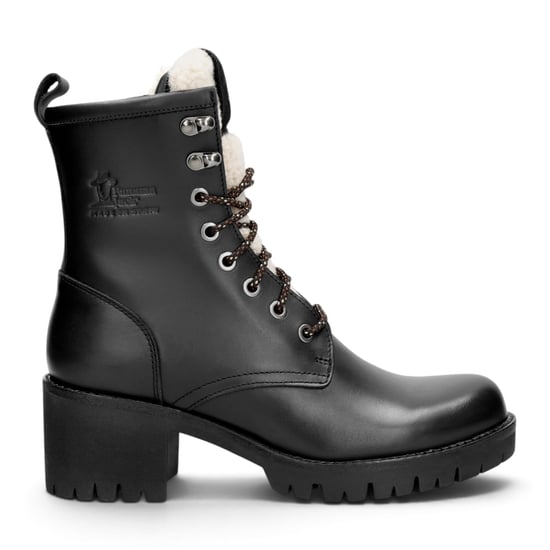 Panama Jack Wasserdichte warme Schnürstiefel mit Absatz aus schwarzem Leder für Damen - Tibi B1 - Image 1