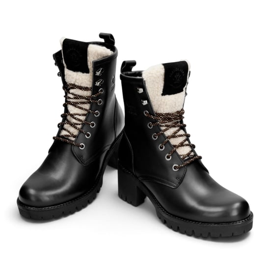 Panama Jack Wasserdichte warme Schnürstiefel mit Absatz aus schwarzem Leder für Damen - Tibi B1 - Image 5
