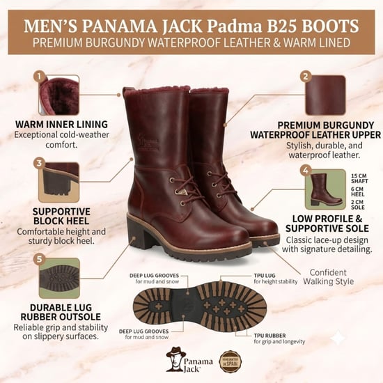 Panama Jack Wasserdichte warme Schnürstiefel aus bordeauxrotem Leder für Damen - Padma B25 - Image 2