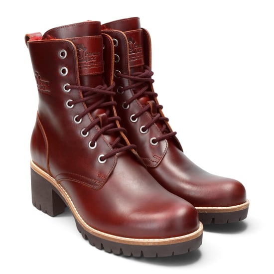 Panama Jack Wasserdichte warme Schnürstiefel aus bordeauxrotem Leder für Damen - Padma B25 - Image 4