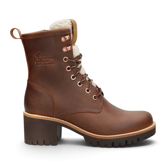 Panama Jack Wasserdichte warme Schnürstiefel mit Absatz aus braunem Leder für Damen - Tibi B2 - Image 1