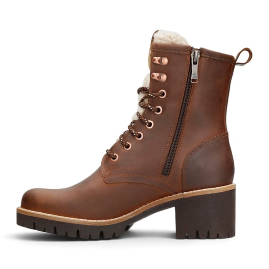 Panama Jack Wasserdichte warme Schnürstiefel mit Absatz aus braunem Leder für Damen - Tibi B2 - Image 3
