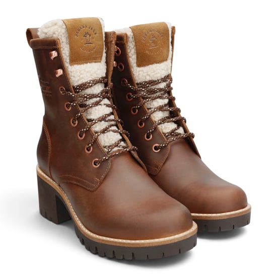 Panama Jack Wasserdichte warme Schnürstiefel mit Absatz aus braunem Leder für Damen - Tibi B2 - Image 4