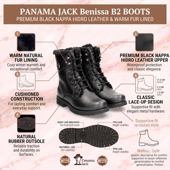 Panama Jack Wasserdichte warme Schnürstiefel aus schwarzem Leder für Damen - Benissa B2 - Image 2
