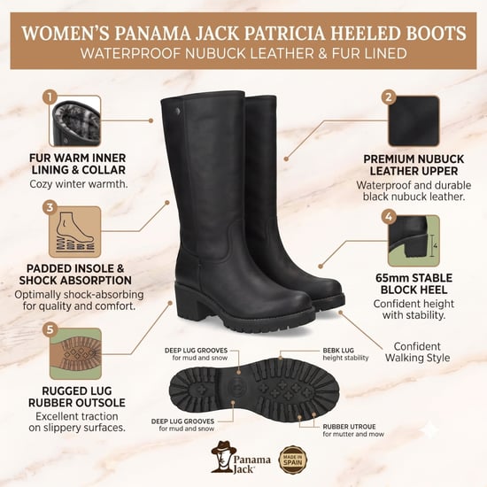 Panama Jack Wasserdichte hohe Winterstiefel mit Absatz aus schwarzem Leder für Damen - Patricia B17 - Image 2