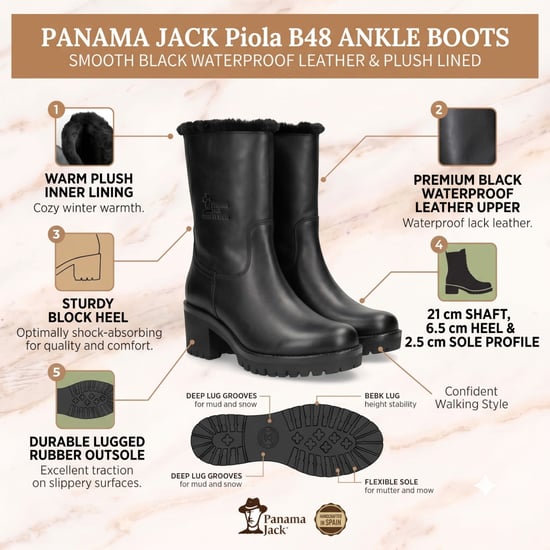 Panama Jack Wasserdichte warme Stiefel mit Absatz aus schwarzem Leder für Damen - Piola B48 - Image 2