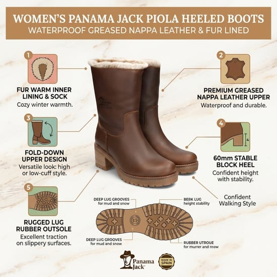 Panama Jack Wasserdichte warme Stiefel mit Absatz aus braunem Leder für Damen - Piola B8 - Image 2