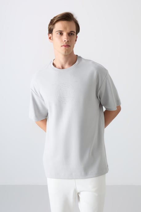 Übergroßes Baumwollmix Rundhalsausschnitt T-Shirt - Image 1