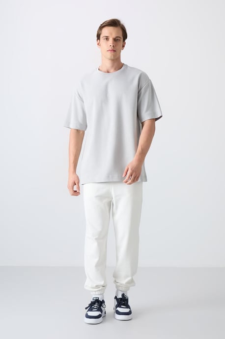 Übergroßes Baumwollmix Rundhalsausschnitt T-Shirt - Image 2