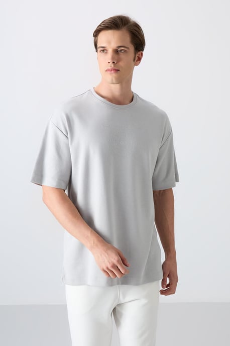 Übergroßes Baumwollmix Rundhalsausschnitt T-Shirt - Image 4