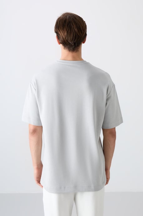 Übergroßes Baumwollmix Rundhalsausschnitt T-Shirt - Image 5