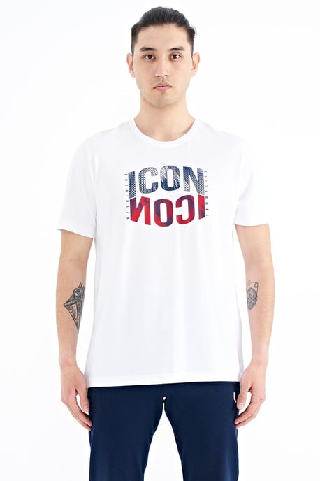 Bedrucktes Rundhalsausschnitt T-Shirt mit Patch - Image 1