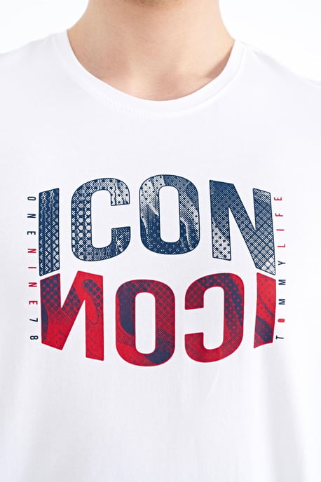 Bedrucktes Rundhalsausschnitt T-Shirt mit Patch - Image 3
